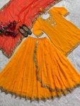 RICH LOOK GEORGETTE EMBROIDERY AND SEQUENCE WORK TOP LEHENGA WITH DUPATTA PARTY WEAR WHOLESALE PRICE ETHNIC GARMENT (4)