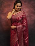 TRADITIONA LICHI SILK ZARI WEAVING WORK SAREE WITH UNSTITCHED BLOUSE PARTY WEAR WHOLESALE PRICE ETHNIC GARMENT (2)