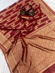 TRADITIONA LICHI SILK ZARI WEAVING WORK SAREE WITH UNSTITCHED BLOUSE PARTY WEAR WHOLESALE PRICE ETHNIC GARMENT (2)