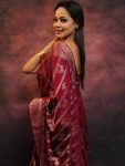 TRADITIONA LICHI SILK ZARI WEAVING WORK SAREE WITH UNSTITCHED BLOUSE PARTY WEAR WHOLESALE PRICE ETHNIC GARMENT (2)