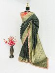 TRADITIONAL BANARASI SILK ZARO EMBROIDERY LACE WORK SAREE WITH UNSTITCHED BLOISE PARTY WEAR WHOLESALE PRICE ETHNIC GARMENT (1)