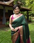TRADITIONAL BANARASI SOFT SILK BROCADE JARI WORK SAREE WITH UNSTITCHED BLOUSE PARTY WEAR WHOLESALE PRICE ETHNIC GARMENT (4)