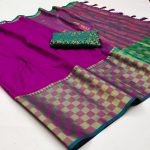 TRADITIONAL COTTON SILK JACQUARD BORDER WORK SAREE WITH UNSTITCHED BLOUSE PARTY WEAR WHOLESALE PRICE ETHNIC GARMENT 11 (1)