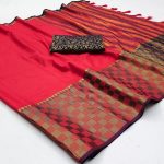 TRADITIONAL COTTON SILK JACQUARD BORDER WORK SAREE WITH UNSTITCHED BLOUSE PARTY WEAR WHOLESALE PRICE ETHNIC GARMENT 12 (1)