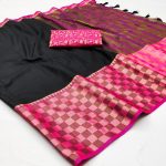 TRADITIONAL COTTON SILK JACQUARD BORDER WORK SAREE WITH UNSTITCHED BLOUSE PARTY WEAR WHOLESALE PRICE ETHNIC GARMENT 2 (1)