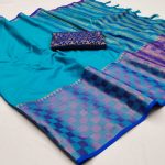 TRADITIONAL COTTON SILK JACQUARD BORDER WORK SAREE WITH UNSTITCHED BLOUSE PARTY WEAR WHOLESALE PRICE ETHNIC GARMENT 4 (1)