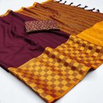 TRADITIONAL COTTON SILK JACQUARD BORDER WORK SAREE WITH UNSTITCHED BLOUSE PARTY WEAR WHOLESALE PRICE ETHNIC GARMENT 6 (1)