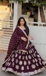 TRADITIONAL GEORGETTE EMBROIDERY SEQUENCE WORK LEHENGA CHOLI WITH DUPATTA PARTY WEAR WHOLESALE PRICE ETHNIC GARMENT (1)