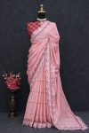 TREANDING CHINON SILK EMBROIDERY SEQUENCE AND ZARI WORK SAREE WITH UNSTITCHED BLOUSE PARTY WEAR WHOLESALE PRICE ETHNIC GARMENT (4)