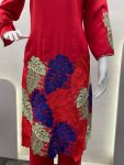 TREANDING FIYONA SILK EMBROIDERY WORK KURTI PALAZZO OFFICE WEAR WHOLESALE PRICE ETHNIC GARMENT 1 (1)