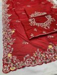 TREANDING RANGOLI SILK EMBROIDERY WORK SAREE WITH UNSTITCHED BLOUSE PARTY WEAR WHOLESALE PRICE ETHNIC GARMENT (5)