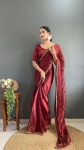 TRENDING BURBERRY SILK HANDMADE LACE WITH STONE WORK 1 MINUTE SAREE WITH UNSTITCHED BLOUSE PARTY WEAR WHOLESALE PRICE ETHNIC GARMENT (4)