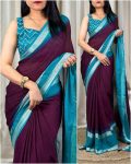 TRENDING CHIFFON WHITE ZARI BORDER SAREE WITH WHITE SEQUENCE WORK UNSTITCHED BLOUSE PARTY WEAR WHOLESALE PRICE ETHNIC GARMENT (2)