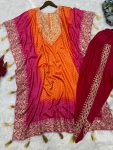 TRENDING CHINON SILK EMBROIDERY DIGITAL PRINTED KAFTAN WITH DHOTI PARTY WEAR WHOLESALE PRICE ETHNIC GARMENT (8)