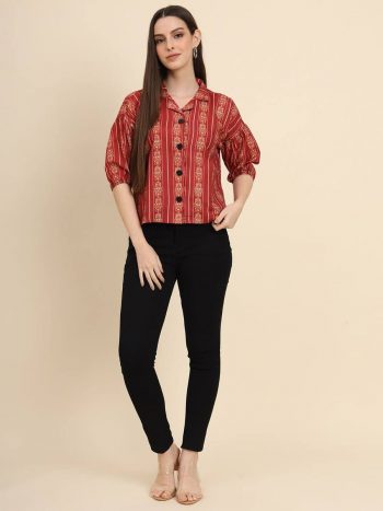 TRENDING COTTON DIGITAL PRINT WORK SHORT SHIRT RED