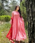 TRENDING COTTON SILK FLAIRED MOTI WORK GOWN WITH DUPATTA PARTY WEAR WHOLESALE PRICE ETHNIC GARMENT (2)