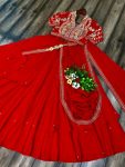 TRENDING FIYONA SILK RUFFLE EMBROIDERY MOTI WORK LEHENGA SAREE BLOUSE WITH KAMAR BELT PARTY WEAR WHOLESALE PRICE ETHNIC GARMENT GARMENT (2)