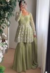 TRENDING GEORGETTE CHINE STITCH WORK TOP SHARARA WITH DUPATTA PISTA