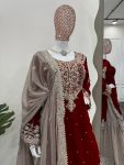 TRENDING GEORGETTE CODING SEQUENCE EMBROIDERY WORK TOP SHARARA WITH DUPATTA PARTY WEAR WHOLESALE PRICE ETHNIC GARMENT (2)