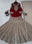 TRENDING GEORGETTE CODING SEQUENCE EMBROIDERY WORK TOP SHARARA WITH DUPATTA PARTY WEAR WHOLESALE PRICE ETHNIC GARMENT (2)