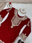 TRENDING GEORGETTE CODING SEQUENCE EMBROIDERY WORK TOP SHARARA WITH DUPATTA PARTY WEAR WHOLESALE PRICE ETHNIC GARMENT (2)