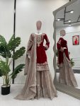 TRENDING GEORGETTE CODING SEQUENCE EMBROIDERY WORK TOP SHARARA WITH DUPATTA PARTY WEAR WHOLESALE PRICE ETHNIC GARMENT (2)