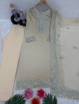 TRENDING GEORGETTE EMBROIDREY SEQUENCE WORK TOP BOTTOM WITH DUPATTA PARTY WEAR WHOLESALE PRICE ETHNIC GARMENT (2)