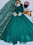 TRENDING GEORGETTE FLAIRED PLAIN GOWN WITH EMBROIDREY LACE WORK DUPATTA PARTY WEAR WHOLESALE PRICE ETHNIC GARMENT 1 (2)