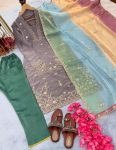 TRENDING JIMMY CHOO EMBROIDERY SEQUENCE MOTI WORK TOP BOTTOM WITH DUPATTA PARTY WEAR WHOLESALE PRICE ETHNIC GARMENT (9)