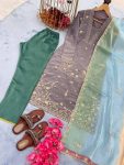 TRENDING JIMMY CHOO EMBROIDERY SEQUENCE MOTI WORK TOP BOTTOM WITH DUPATTA PARTY WEAR WHOLESALE PRICE ETHNIC GARMENT (9)