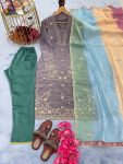 TRENDING JIMMY CHOO EMBROIDERY SEQUENCE MOTI WORK TOP BOTTOM WITH DUPATTA PARTY WEAR WHOLESALE PRICE ETHNIC GARMENT (9)