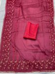 TRENDING JIMMY CHOO EMBROIDERY SEQUENCE WORK SAREE WITH UNSTITCHED BLOUSE PARTY WEAR WHOLESALE PRICE ETHNIC GARMENT (3)