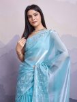 TRENDING JIMMY CHOO EMBROIDERY SEQUENCE WORK SAREE WITH UNSTITCHED BLOUSE PARTY WEAR WHOLESALE PRICE ETHNIC GARMENT (14)