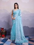 TRENDING JIMMY CHOO EMBROIDERY SEQUENCE WORK SAREE WITH UNSTITCHED BLOUSE PARTY WEAR WHOLESALE PRICE ETHNIC GARMENT (14)