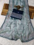 TRENDING JIMMY CHOO SEQUENCE THREAD EMBROIDERY WORK SAREE WITH UNSTITCHED BLOUSE PARTY WEAR WHOLESALE PRICE ETHNIC GARMENT (1)