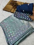 TRENDING JIMMY CHOO SEQUENCE THREAD EMBROIDERY WORK SAREE WITH UNSTITCHED BLOUSE PARTY WEAR WHOLESALE PRICE ETHNIC GARMENT (1)