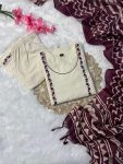 TRENDING KHADI COTTON EMBROIDERY WORK TOP BOTTOM WITH DUPATTA PARTY WEAR WHOLESALE PRICE ETHNIC GARMENT (6)