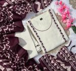TRENDING KHADI COTTON EMBROIDERY WORK TOP BOTTOM WITH DUPATTA PARTY WEAR WHOLESALE PRICE ETHNIC GARMENT (6)