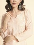 TRENDING LIVA RAYON LUCKNOWI CHIKANKARI WORK ONLY KURTI PARTY WEAR WHOLESALE PRICE ETHNIC GARMENT (10)