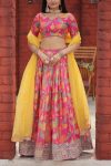 TRENDING ORGANZA PRINTED EMBROIDERY WORK LEHENGA CHOLI WITH DUPATTA PARTY WEAR WHOLESALE PRICE ETHNIC GARMENT (9)