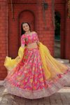 TRENDING ORGANZA PRINTED EMBROIDERY WORK LEHENGA CHOLI WITH DUPATTA PARTY WEAR WHOLESALE PRICE ETHNIC GARMENT (9)