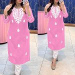 TRENDING RAYON COTTON CHIKANKARI EMBROIDERY WORK TOP BOTTOM WITH DUPATTA PARTY WEAR WHOLESALE PRICE ETHNIC GARMENT (5)