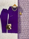 TRENDING ROMAN SILK HAND EMBROIDERY WORK TOP BOTTOM WITH DUPATTA PARTY WEAR WHOLESALE PRICE ETHNIC GARMENT (1)