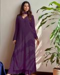 TRENDY GEORGETTE EMBROIDERY THREAD WORK TOP PALAZZO WITH DUPATTA WINE