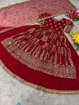 WEDDING WEAR GEORGETTE SEQUENCE EMBROIDERY WORK TOP LEHENGA WITH DUPATTA PARTY WEAR WHOLESALE PRICE ETHNIC GARMENT (11)