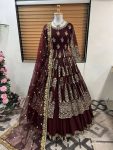 WEDDING WEAR GEORGETTE SEQUENCE EMBROIDERY WORK TOP LEHENGA WITH DUPATTA PARTY WEAR WHOLESALE PRICE ETHNIC GARMENT (13)