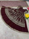 WEDDING WEAR GEORGETTE SEQUENCE EMBROIDERY WORK TOP LEHENGA WITH DUPATTA PARTY WEAR WHOLESALE PRICE ETHNIC GARMENT (13)