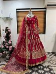 WEDDING WEAR GEORGETTE SEQUENCE EMBROIDERY WORK TOP LEHENGA WITH DUPATTA RANI