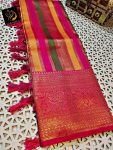 ATTRACTIVE BANARASI SILK ZARI WORK SAREE WITH UNSTITCHED BLOUSE FESTIVAL WEAR WHOLESALE PRICE ETHNIC GARMENT (6)