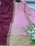 ATTRACTIVE CHINON EMBROIDERY WORK TOP BOTTOM WITH DUPATTA CASUAL WEAR WHOLESALE PRICE ETHNIC GARMENT (2)